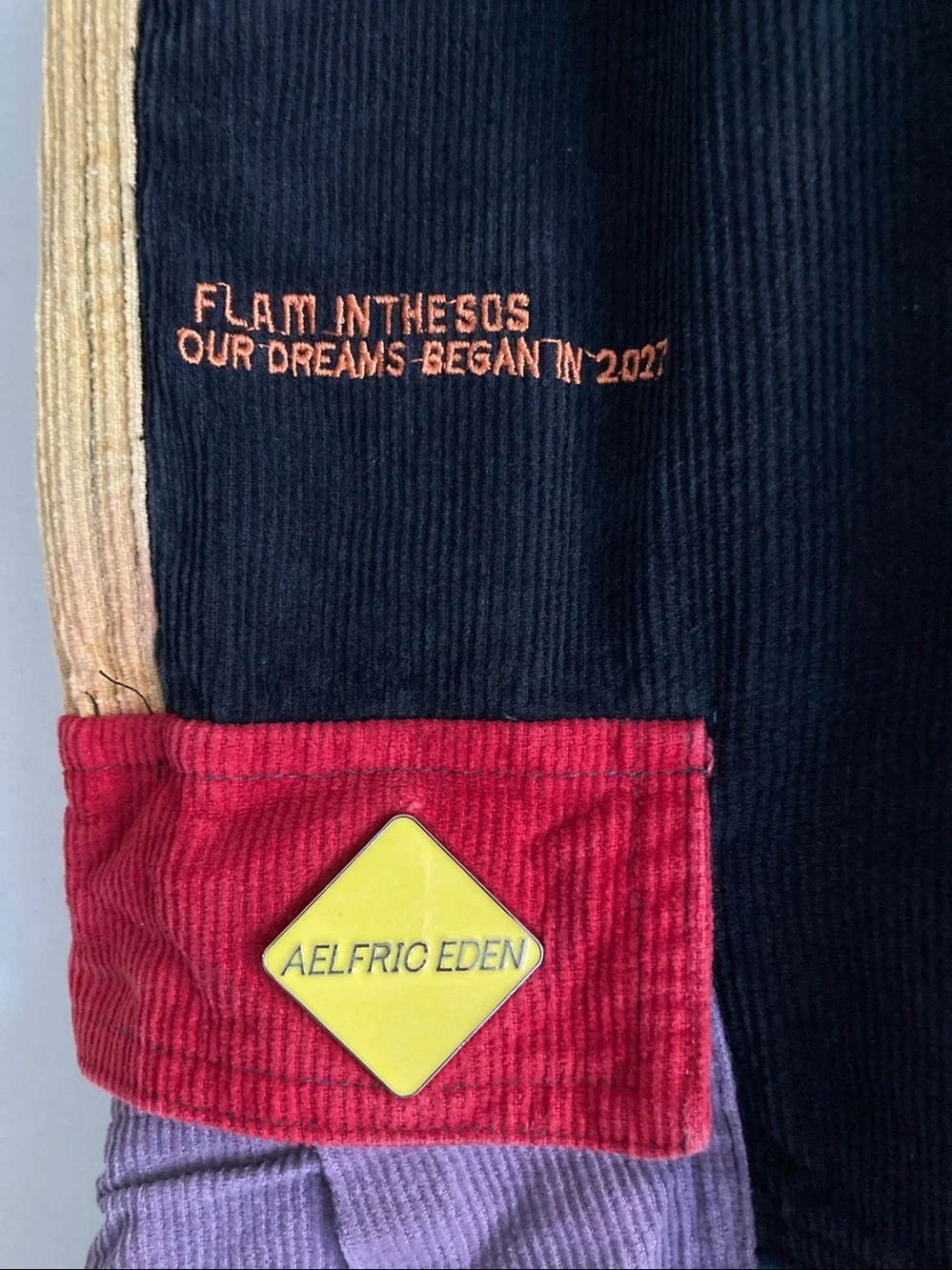 AELFRIC EDEN Back to 90's Patchwork Color Block Corduroy Cargo Pants Size 2XL